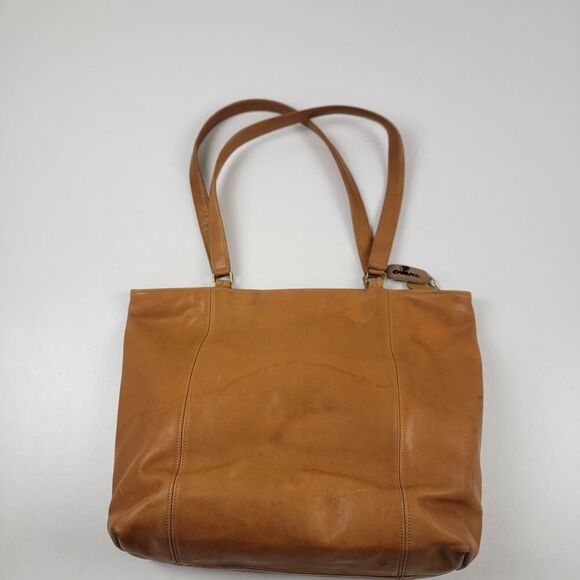 Vintage 90s Coach Leather Tote Bag Purse Brown Leather Carryall - Picture 5 of 16